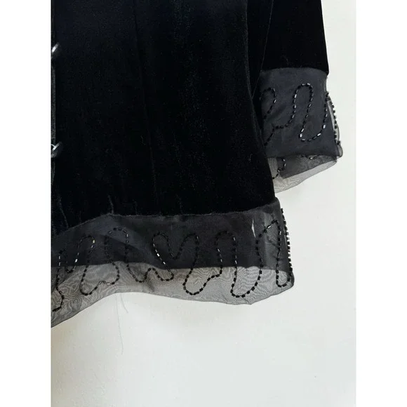 Vtg 80s‎ Carole Little Velvet Blazer M Embellished Sheer Witchy Whimsigoth - Picture 5 of 16